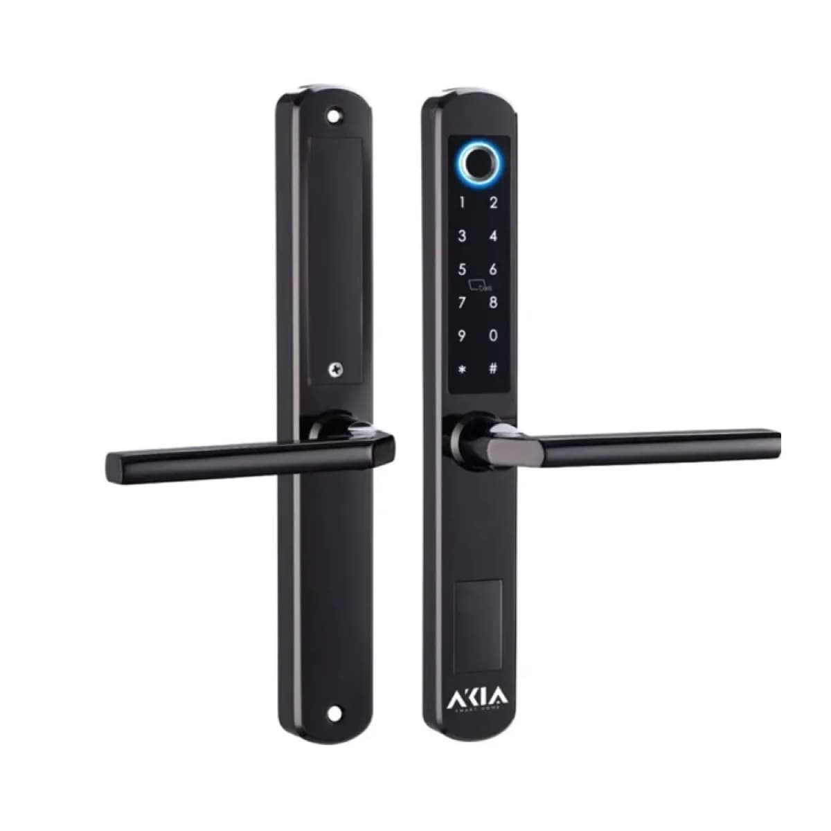 Khóa vân tay AKIA SL210 cửa nhôm màu đen, tay gạt slim, bàn phím và cảm biến vân tay